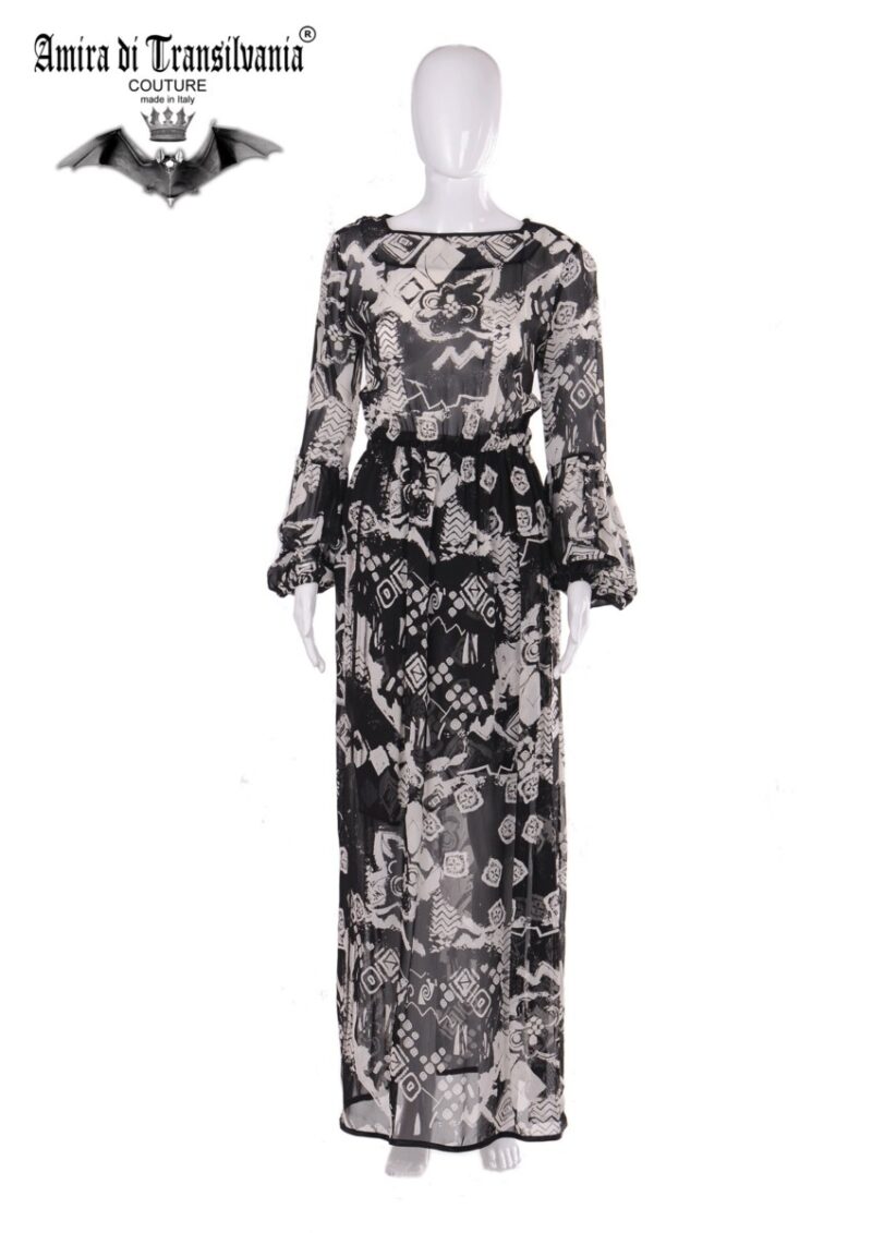 Abito couture fantasia bianco e nero