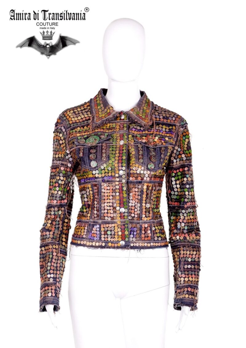 Giacca couture con paillette ricamata a mano