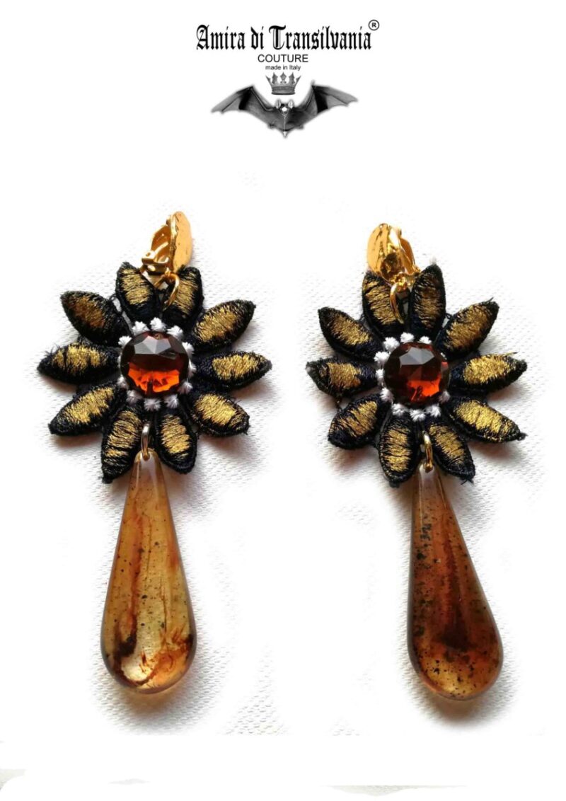 Orecchini bronzo con lacrima giada